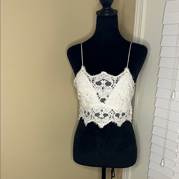 Fp One Tops - Athena Cream Lace Crop Top Camisole